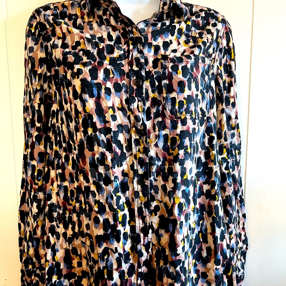 Beach Lunch Lounge Abstract Long Sleeve Button Down Shirt